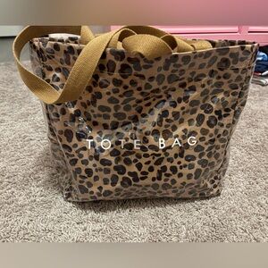 Leopard Print Clear Tote Bag - Brown